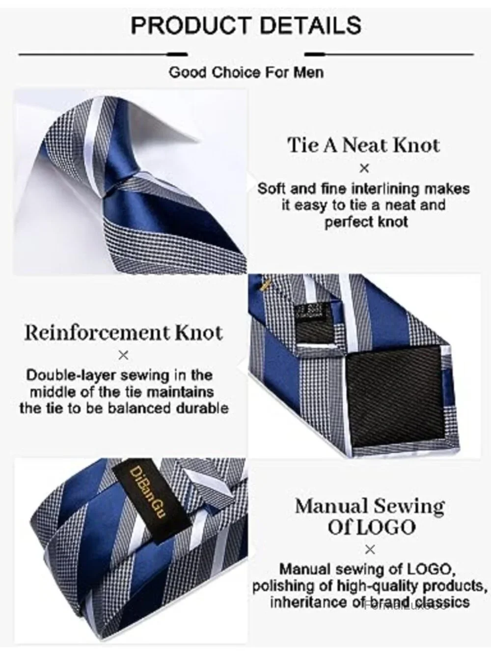 Silk Necktie & Pocket Square Set with Cufflinks & Tie Clip, Formal Wedding Gift
